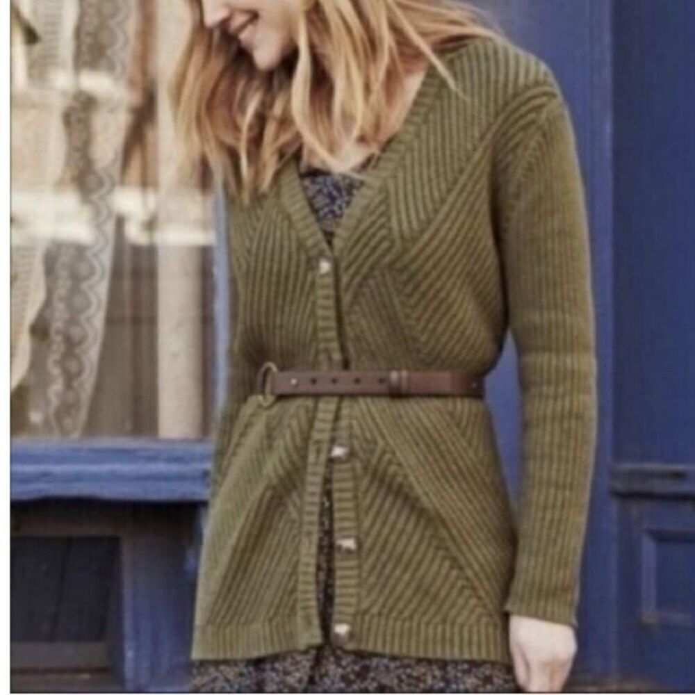 CAbi Aerial Longline cardigan sweater #3536 Olive green sz Small